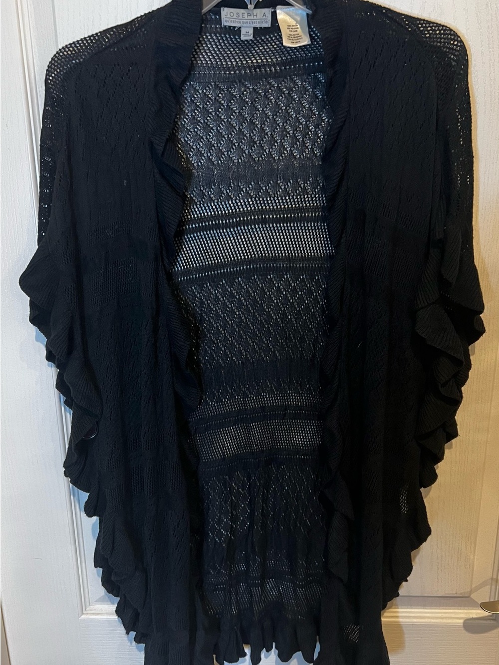 Joseph Black Open-Knit Ruffled Shrug
